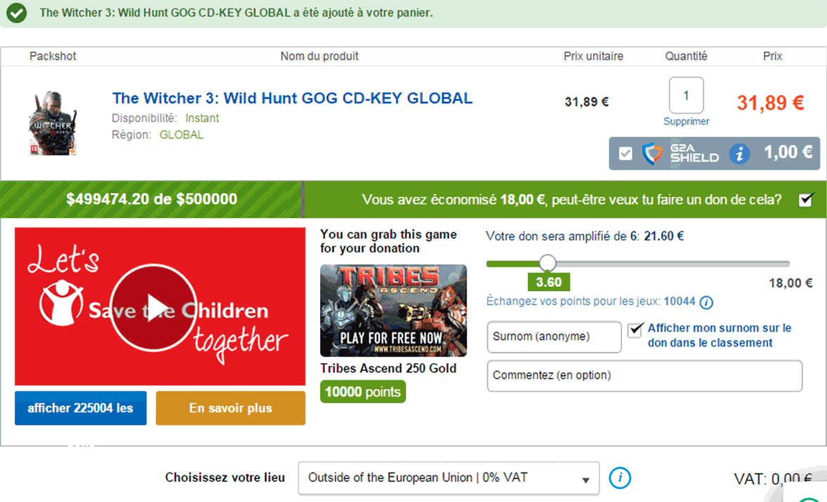 Interface d'achat Interface d'achat